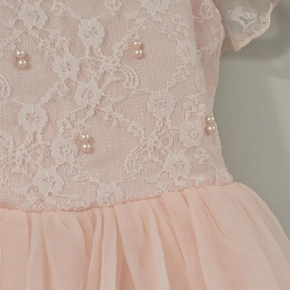 Charming Blush Lace Toddler Dress - Picture 2 of 7